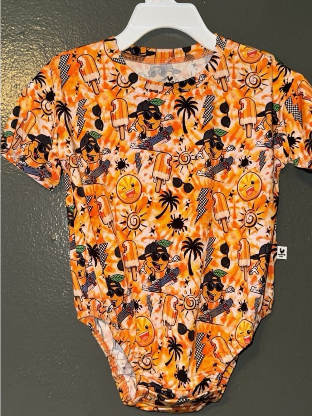 BAMBOO Orange Tropical Popsicle Print Baby One-Piece Bodysuit